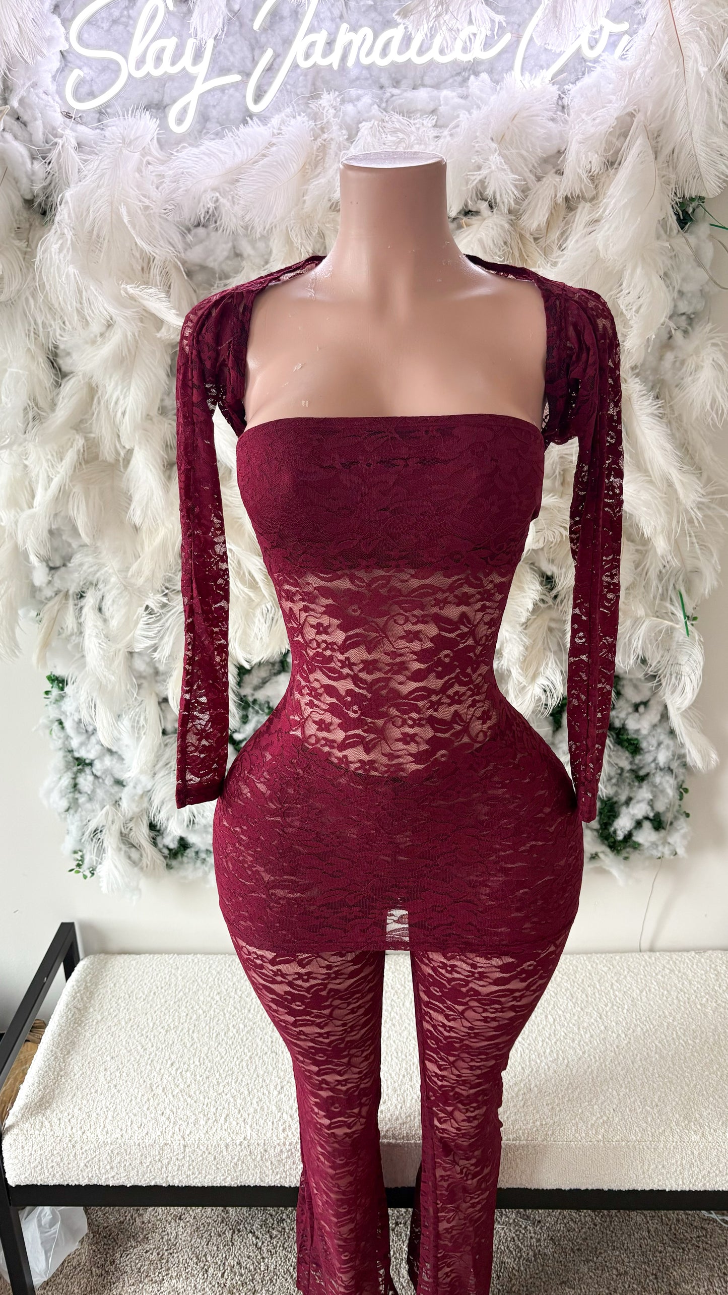 Needed Me Lace Three Piece Lace Pants Set