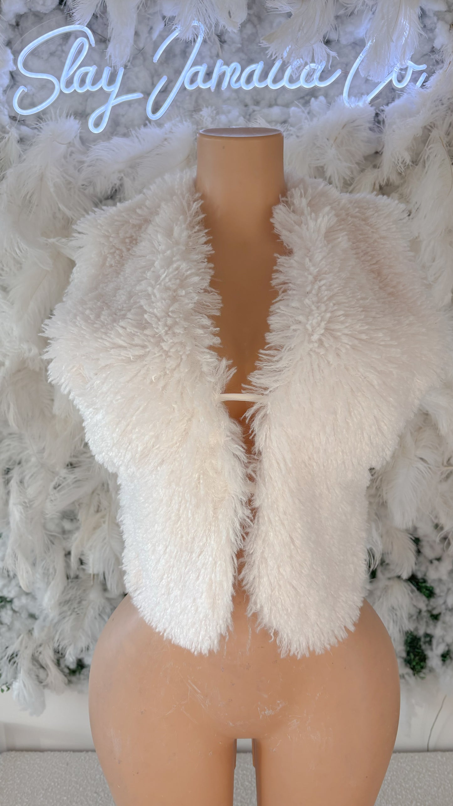 Miss Perfect Faux Fur Vest Top - Cream