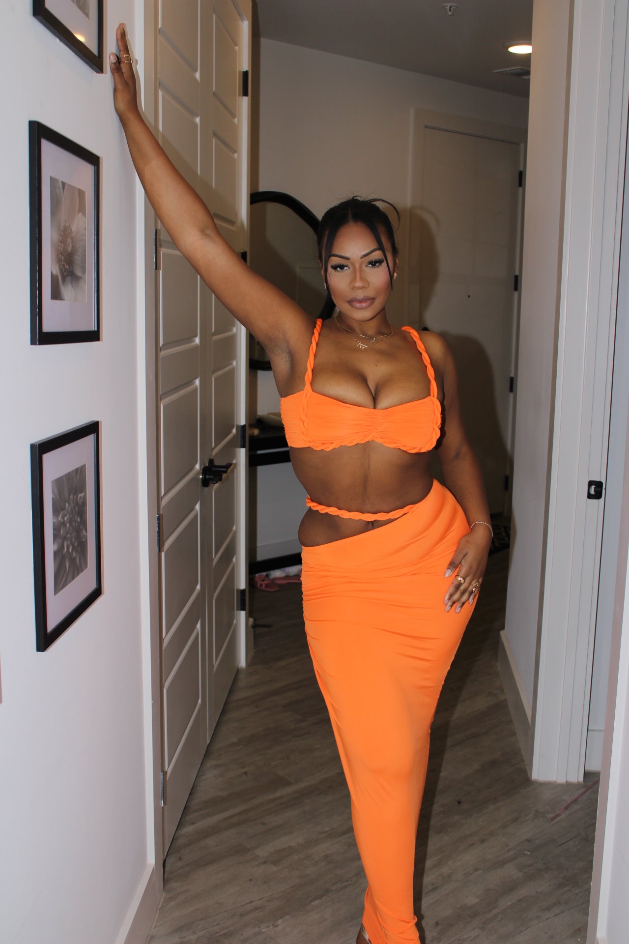 Paradise Bay Rope Cut Out Skirt Set - orange