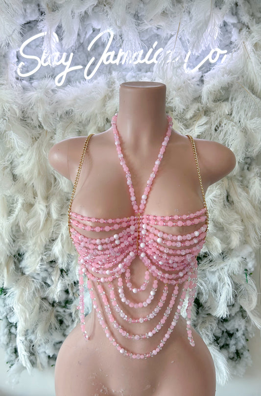 Passions Of Pink Beaded Crop Top