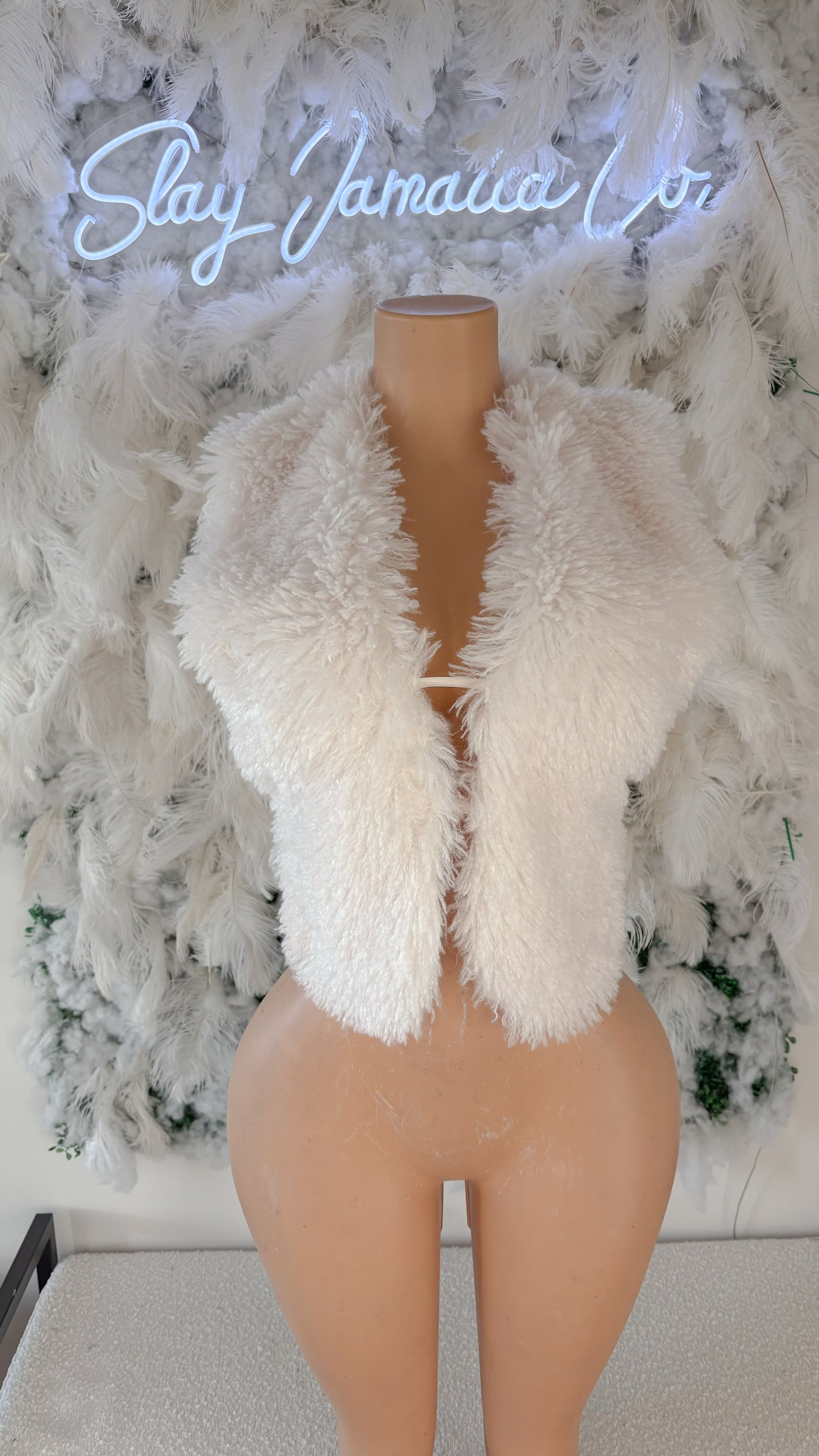 Miss Perfect Faux Fur Vest Top - Cream