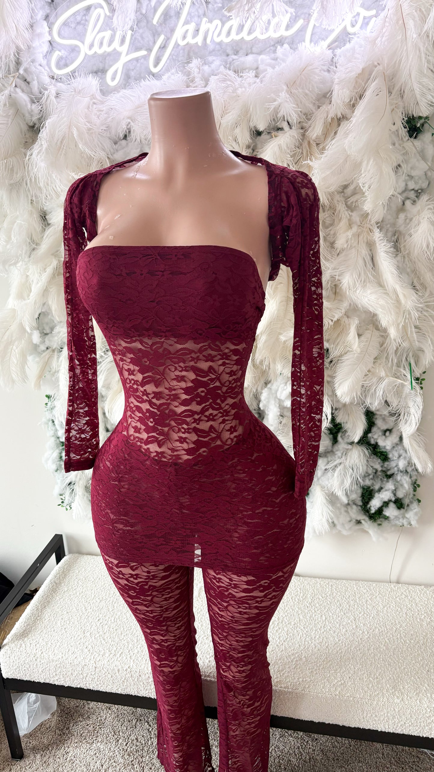 Needed Me Lace Three Piece Lace Pants Set