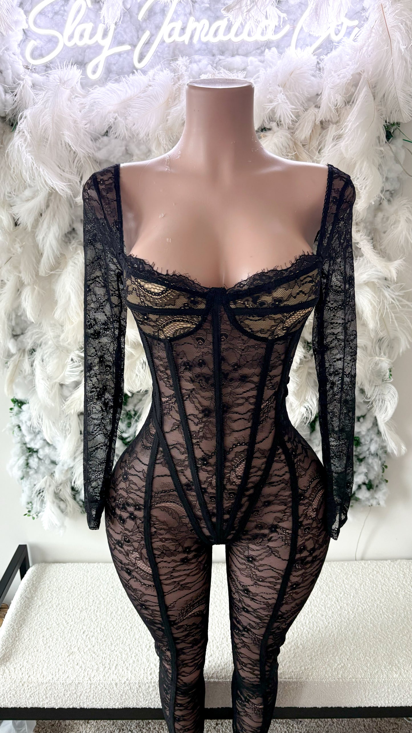 The Doll House Lace Jumpsuit - Black