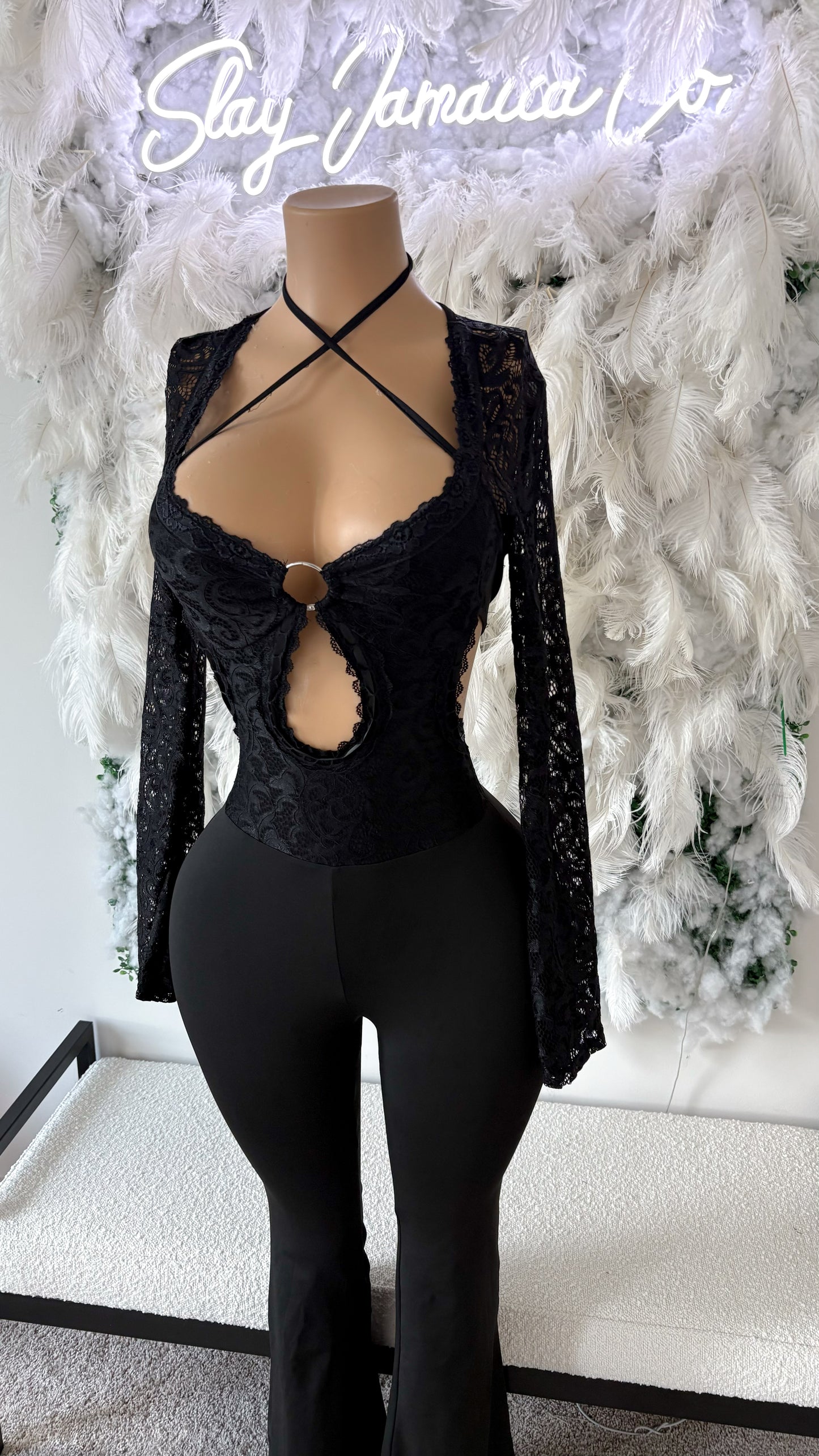 Chill , Just Vibe Lace Jumpsuit