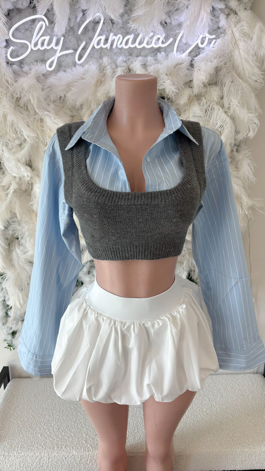 Teachers Pet 2 piece Sweater Vest Top Only- blue