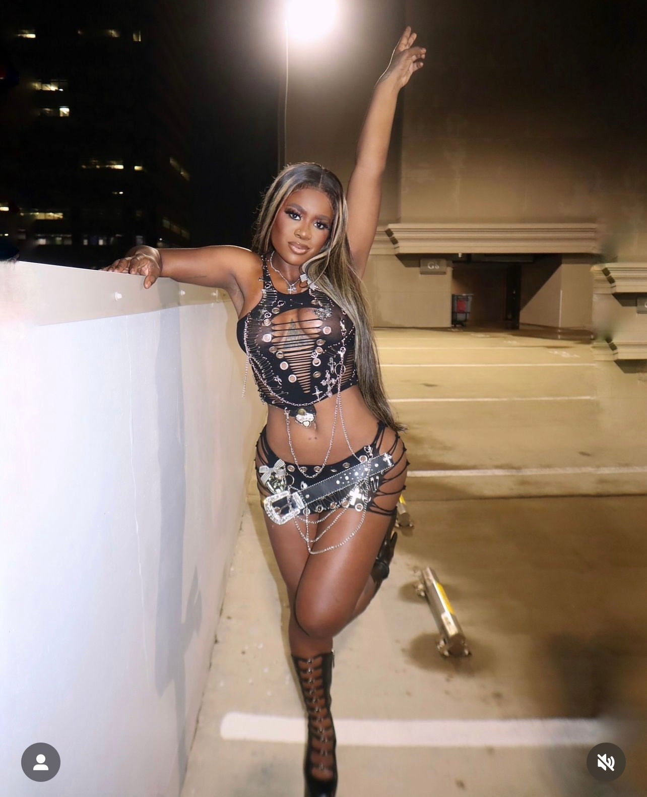 Bring The Baddest Bitch Out Embellished Mesh Skirt Set