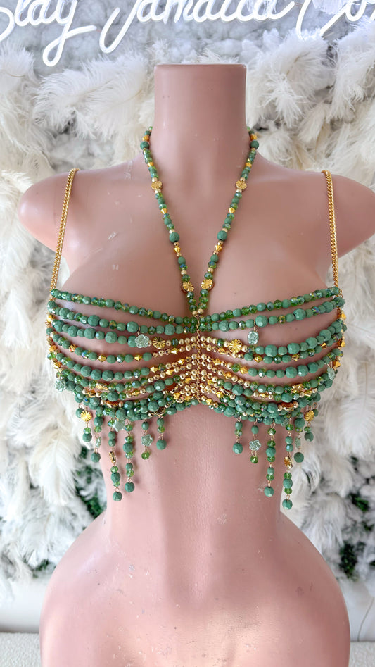 Vacation Is More Fun Acrylic Beaded Top - Green