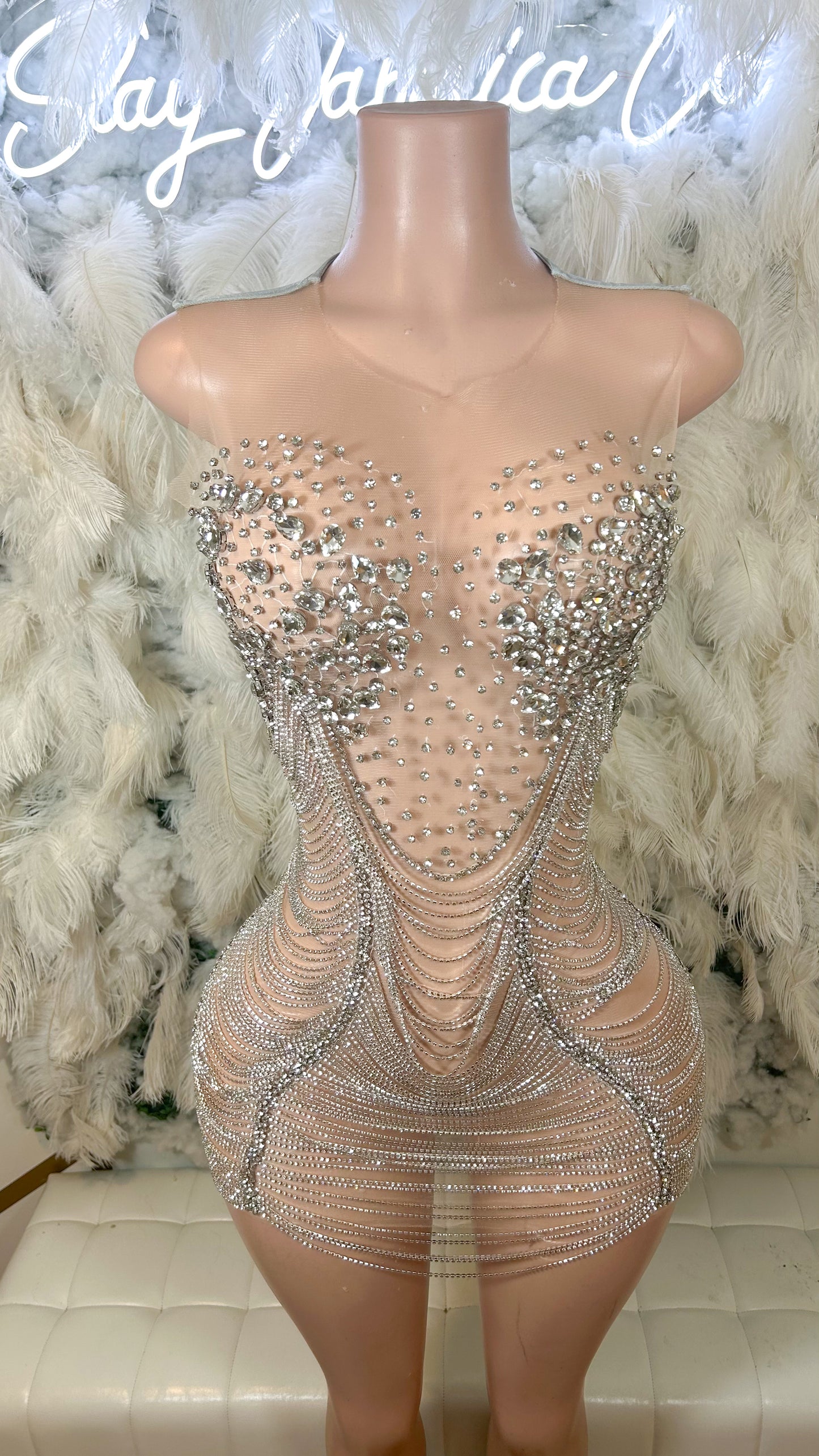 PREORDER ONLY City Cinderella Luxe Rhinestone Mesh Dress