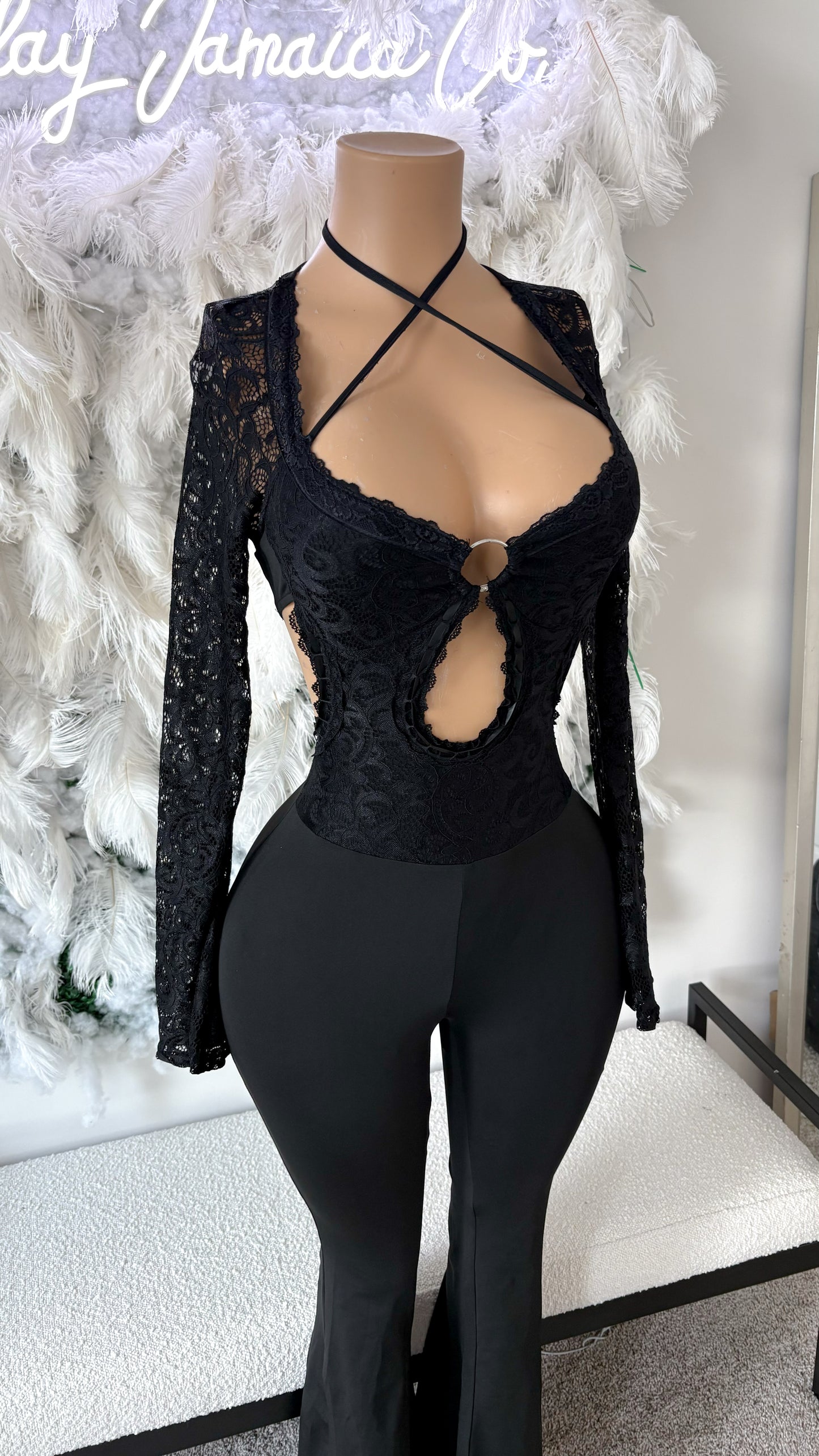 Chill , Just Vibe Lace Jumpsuit