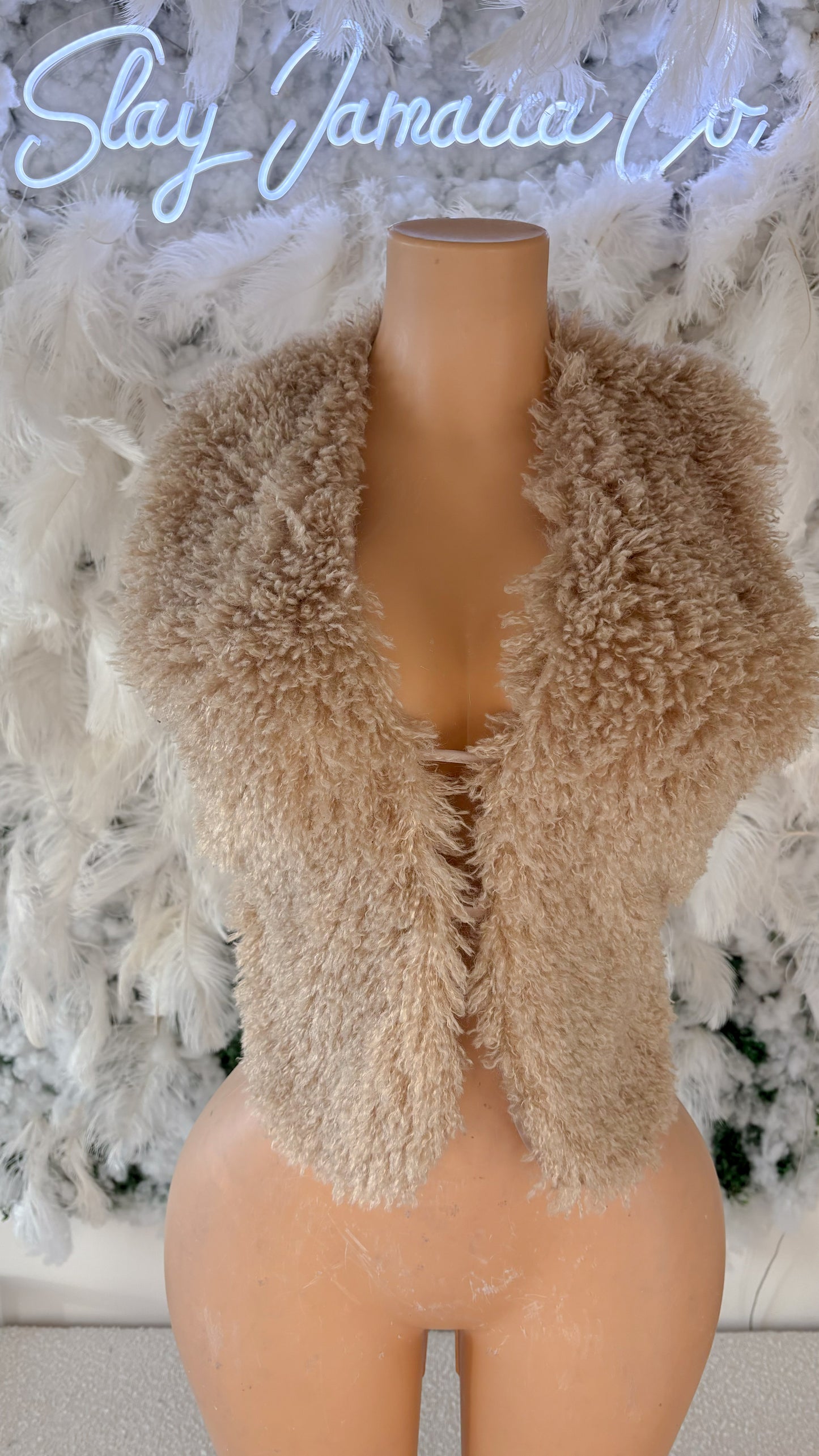 Miss Perfect Faux Fur Vest Top - Brown