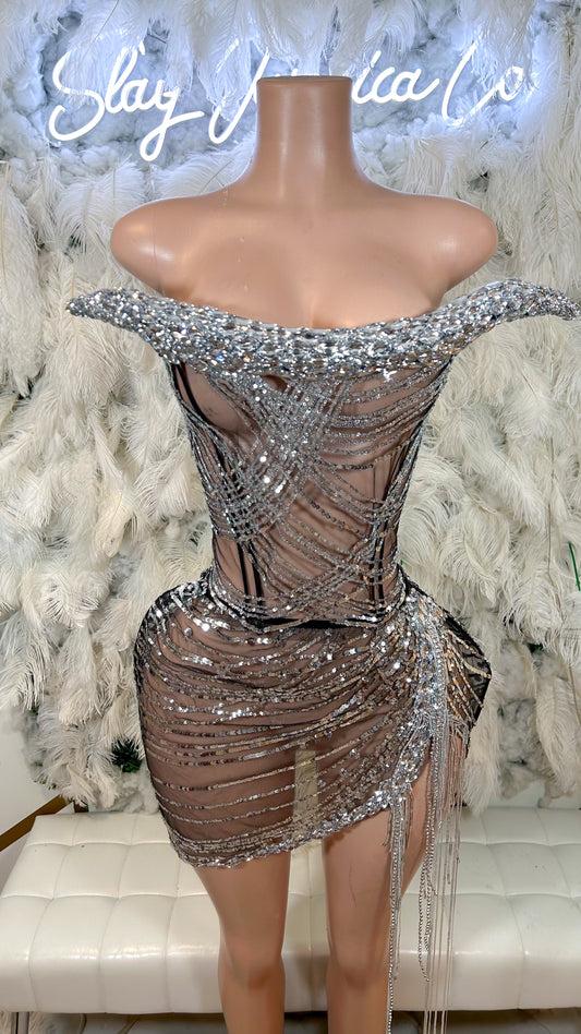 PREORDER ONLY Her Main Attraction Mesh Sequin Mini Dress