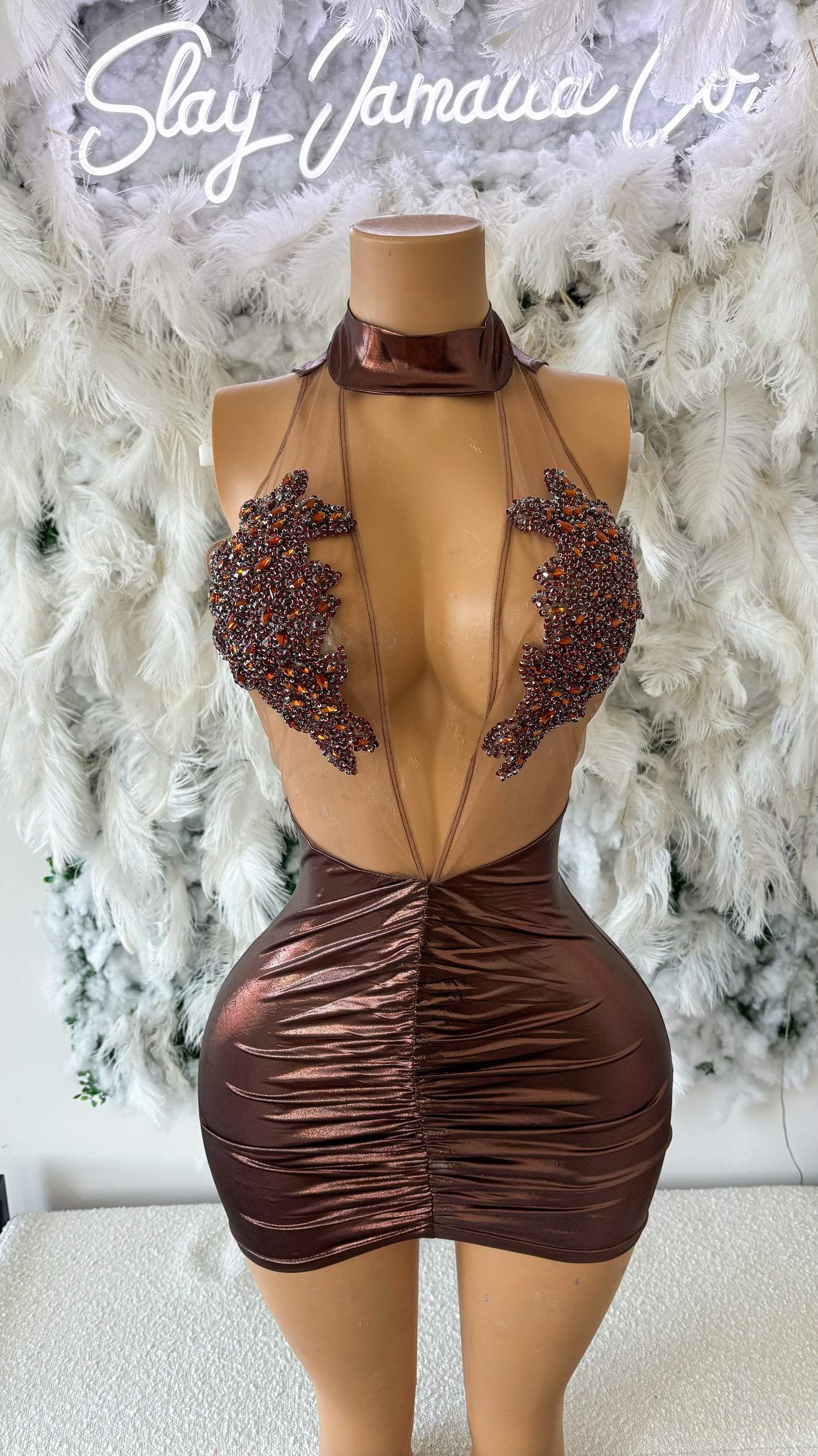 Melanin Dreams Rhinestone Mini Dress