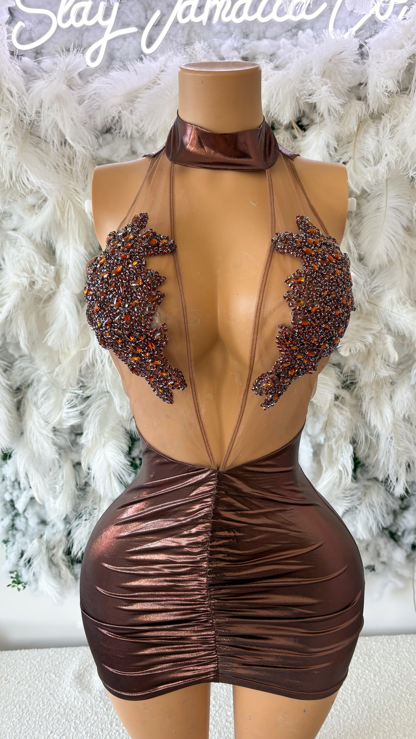 Melanin Dreams Rhinestone Mini Dress