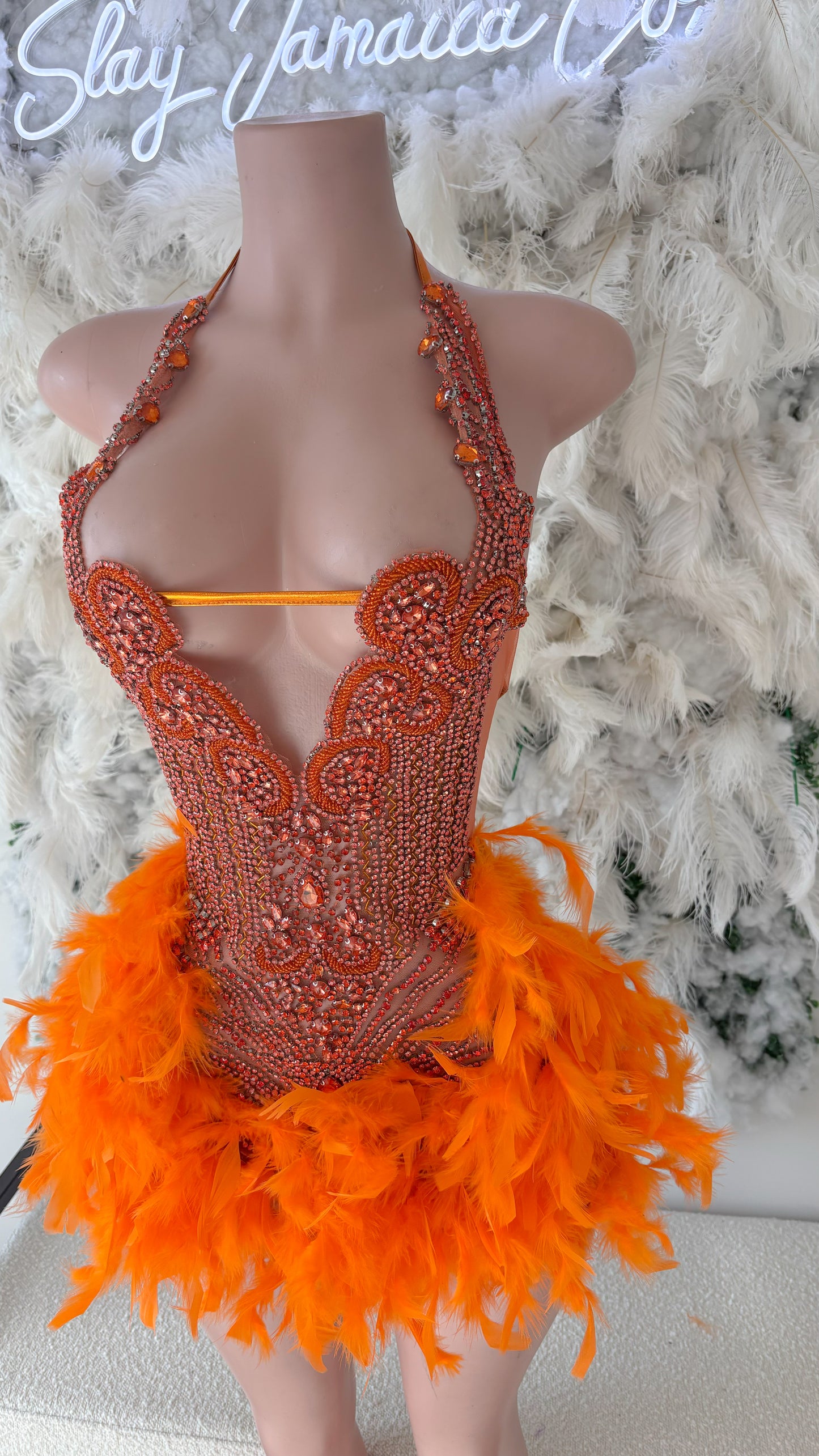 READY TO SHIP A Burst Of Fresh Air Feather Rhinestone Mini Dress