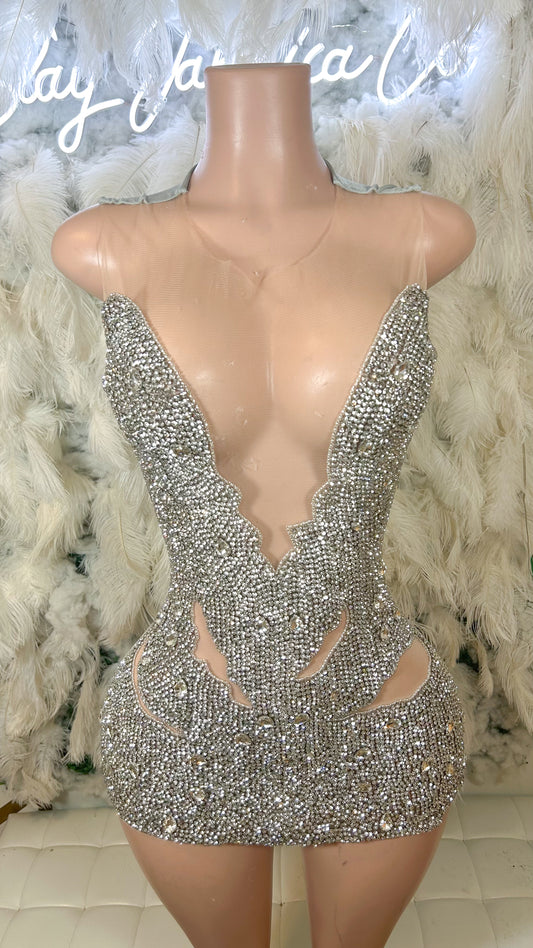 PREORDER ONLY  Always Been Her Rhinestone Luxe Mini Dress