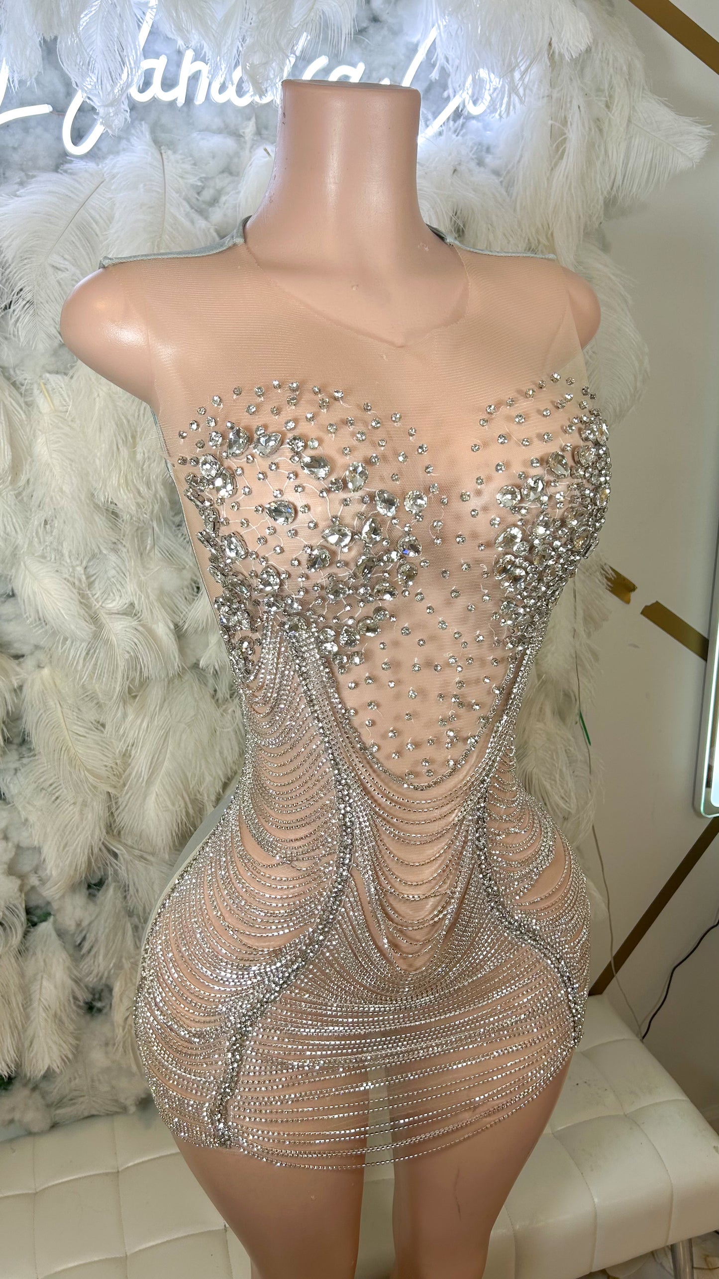 PREORDER ONLY City Cinderella Luxe Rhinestone Mesh Dress