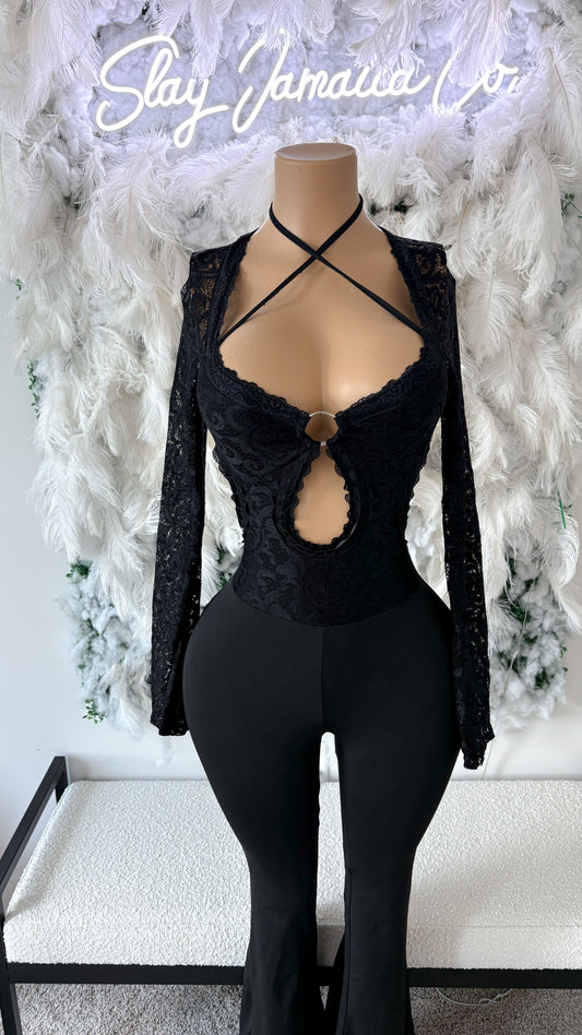 Chill , Just Vibe Lace Jumpsuit