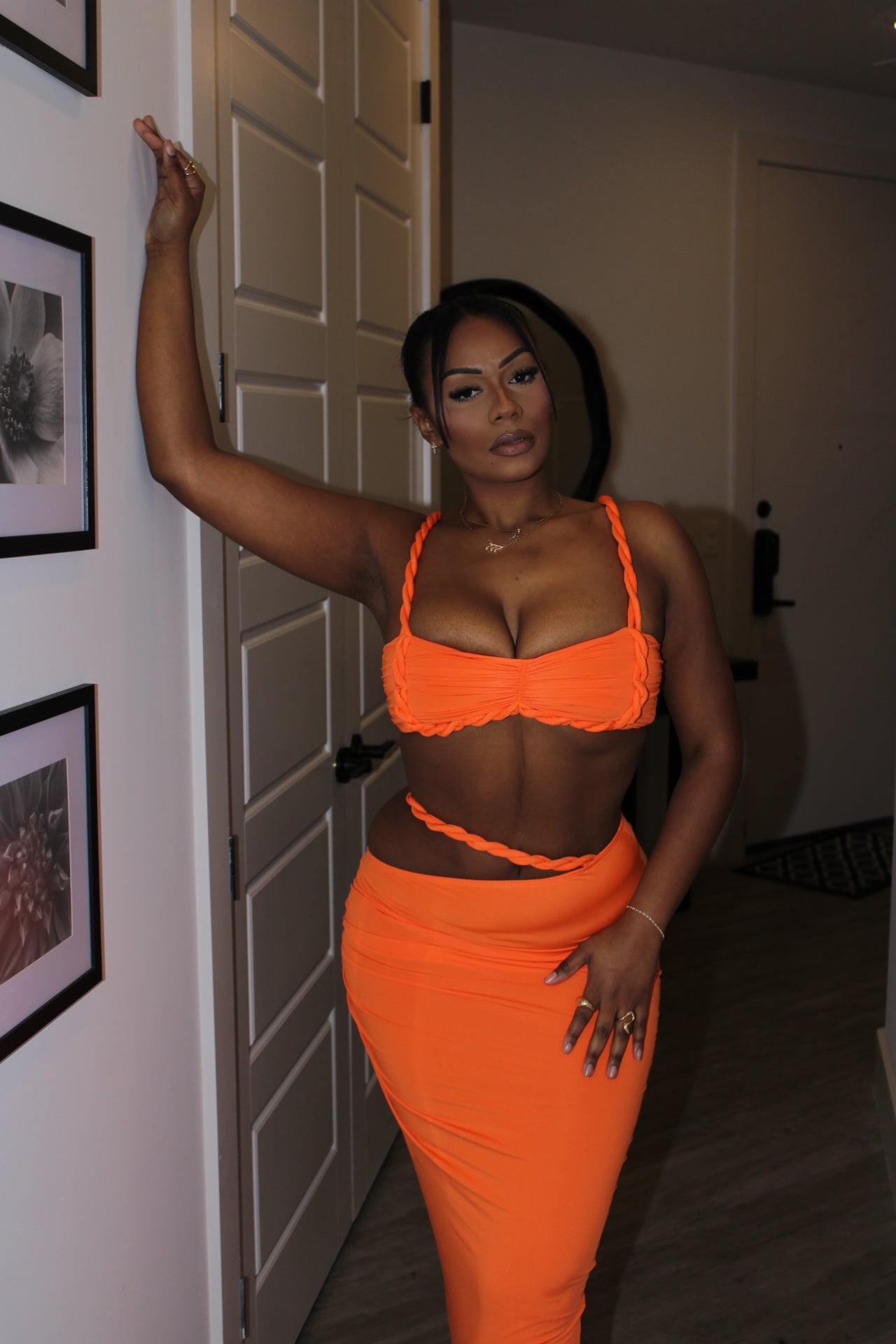 Paradise Bay Rope Cut Out Skirt Set - orange