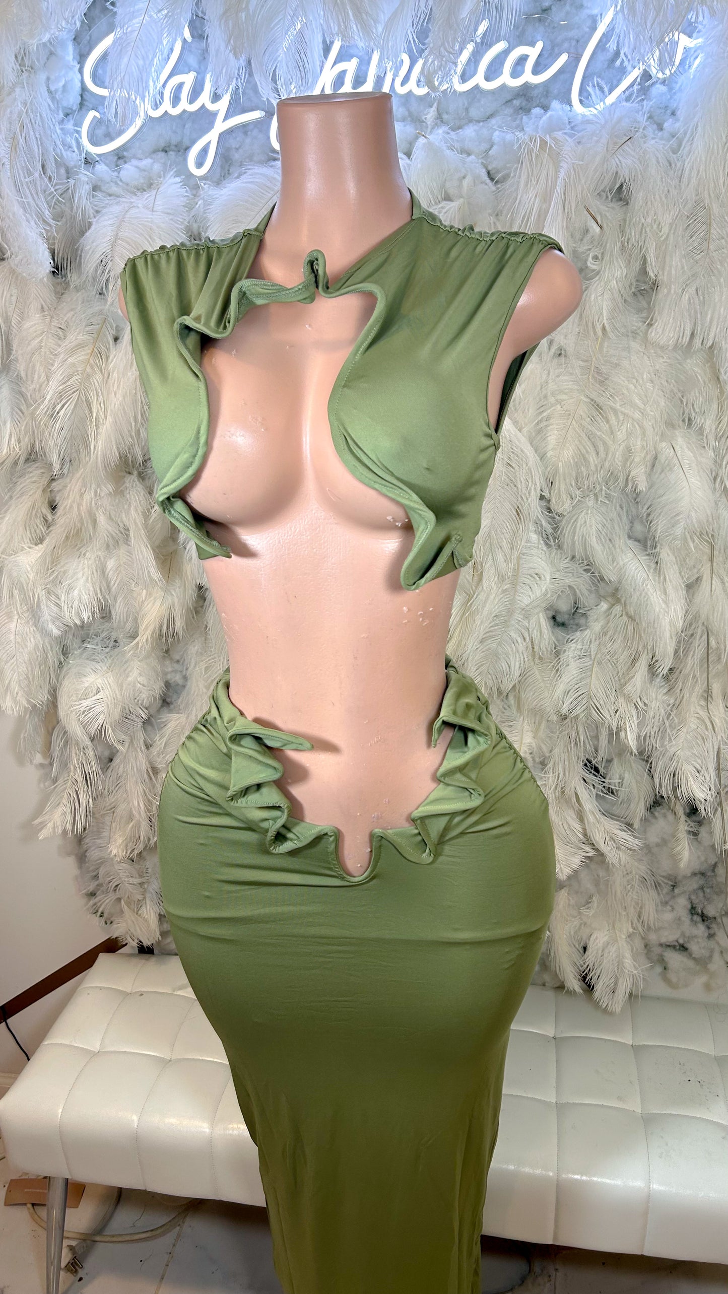 Crave Her Curves Skirt Set- Green