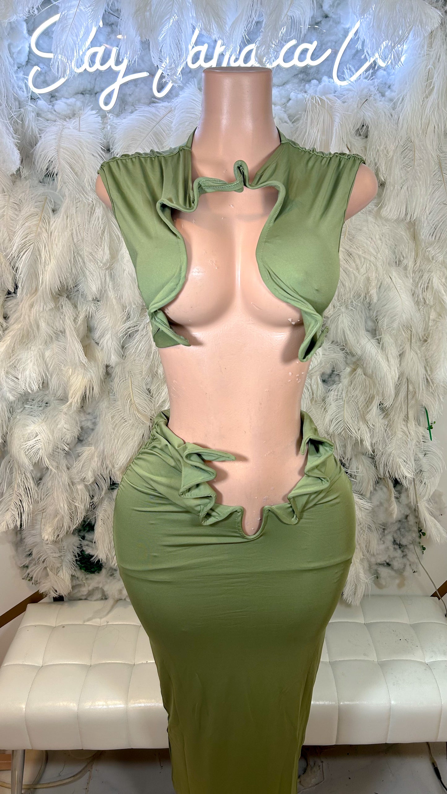 Crave Her Curves Skirt Set- Green