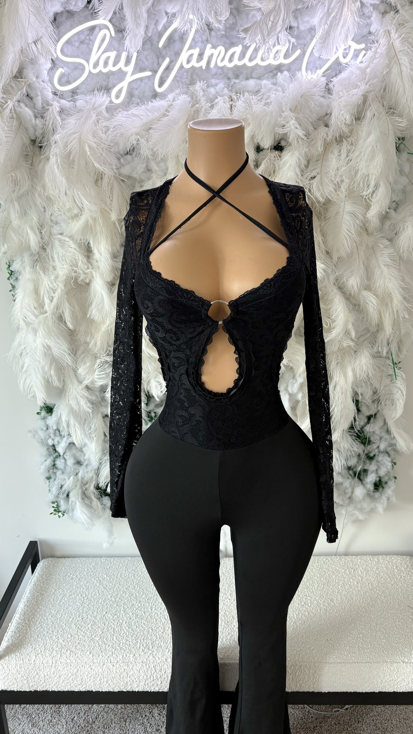 Chill , Just Vibe Lace Jumpsuit