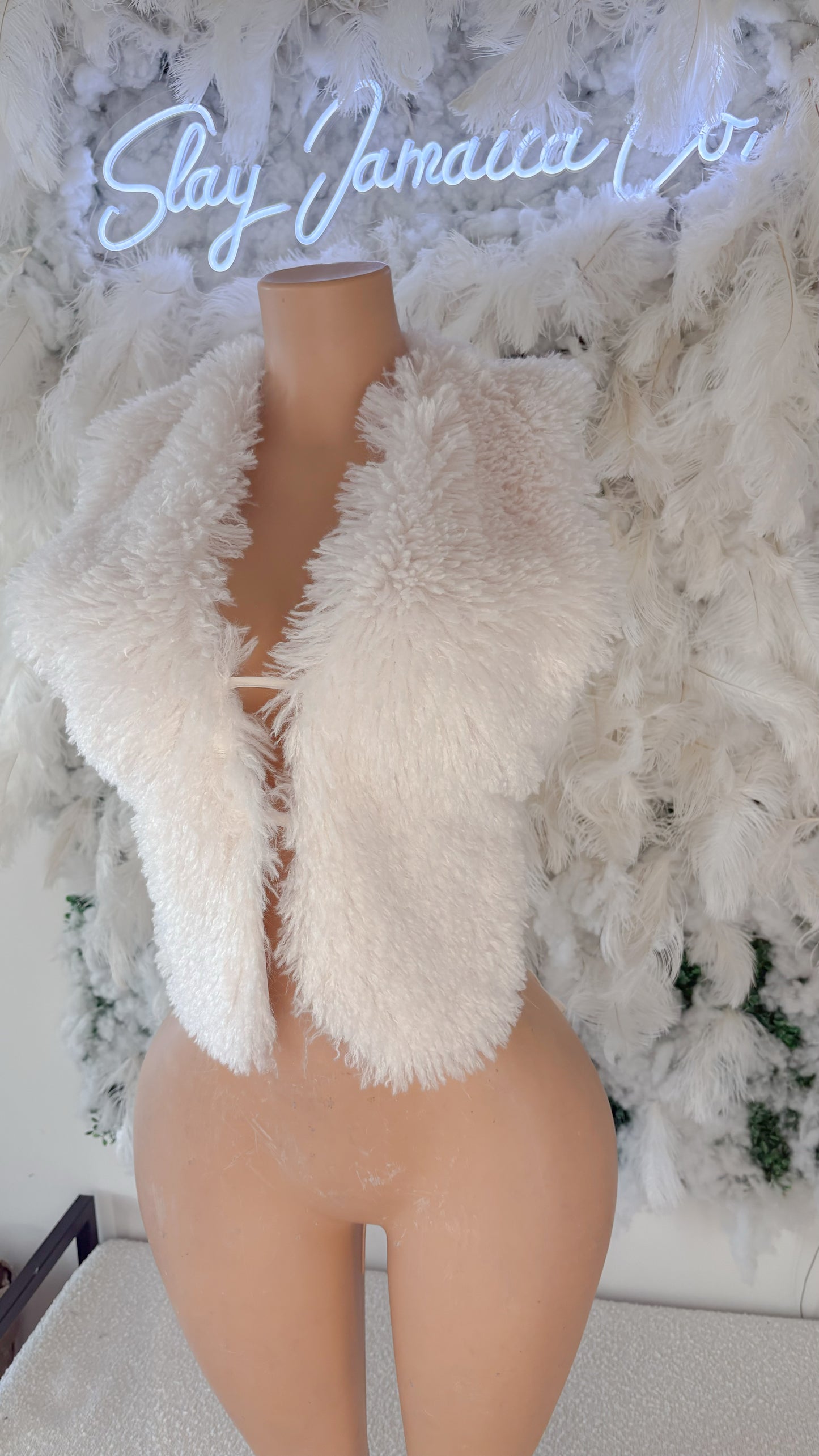 Miss Perfect Faux Fur Vest Top - Cream