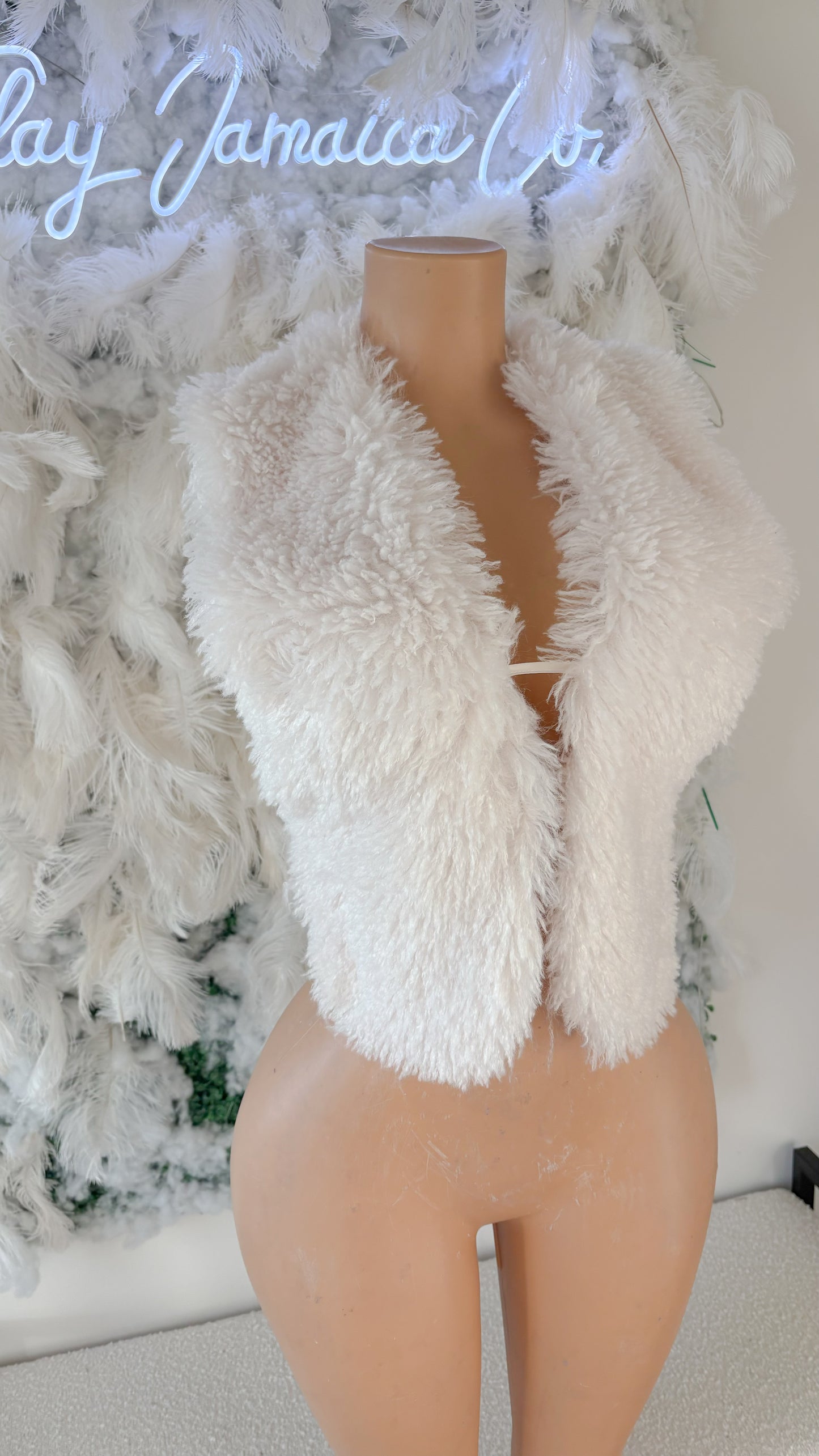 Miss Perfect Faux Fur Vest Top - Cream