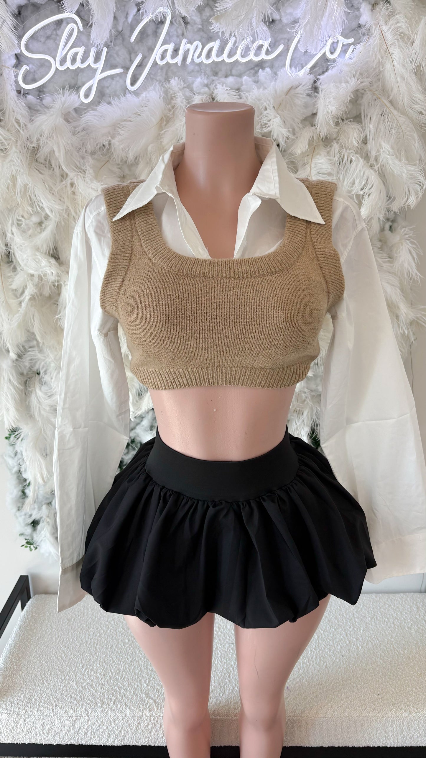 Teachers Pet 2 piece Sweater Vest Top Only-  brown