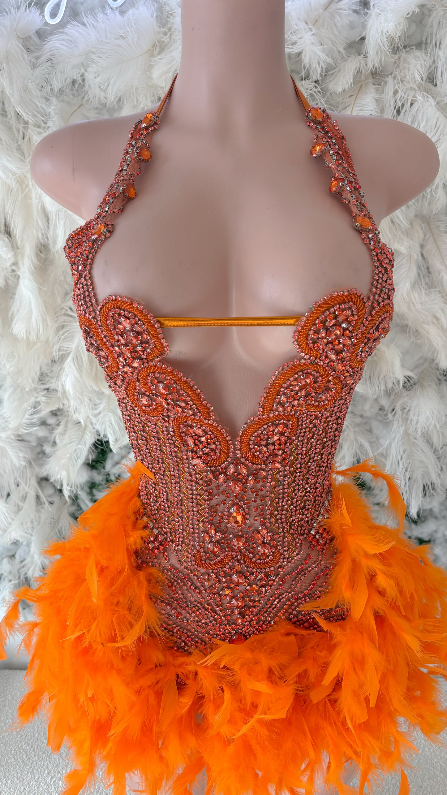 READY TO SHIP A Burst Of Fresh Air Feather Rhinestone Mini Dress