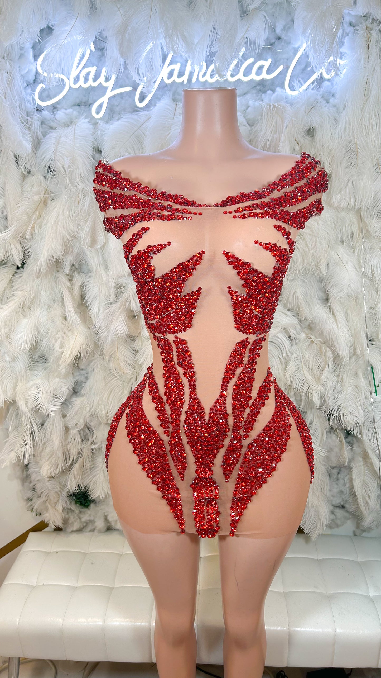 READY TO SHIP What Dreams Are Made Of Mesh Rhinestone Dress