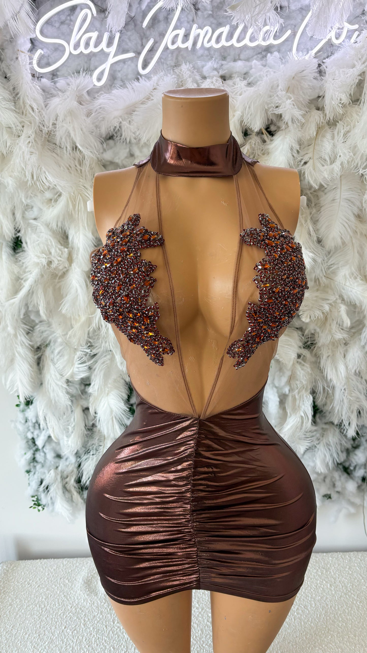 Melanin Dreams Rhinestone Mini Dress