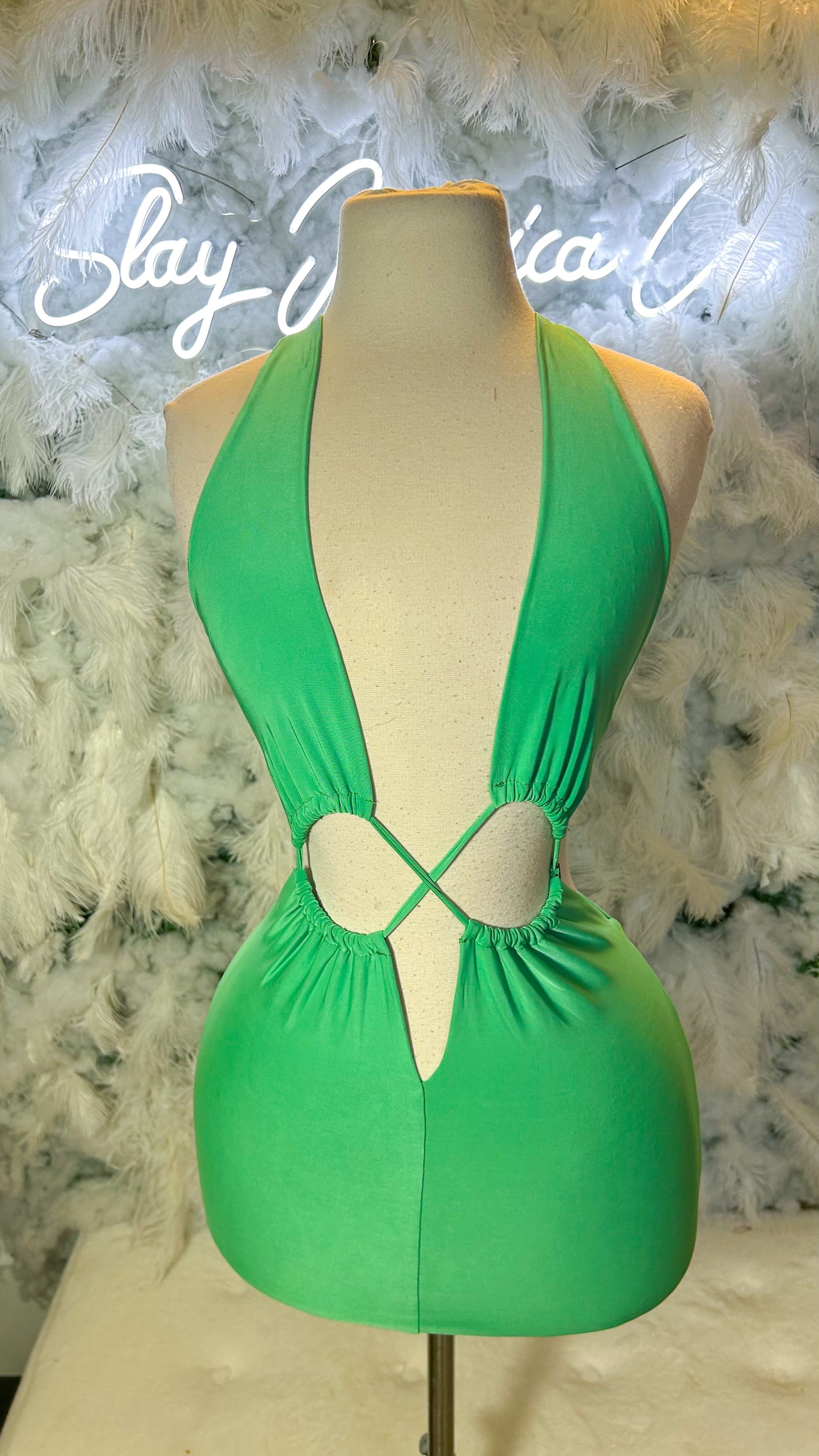 Like What You See Cut Out Mini Dress - Kelly Green